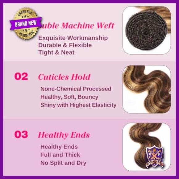 14-18 Inch Human Hair Body Wave Extensions, 10A Grade Brazilian Virgin Remy main image 2